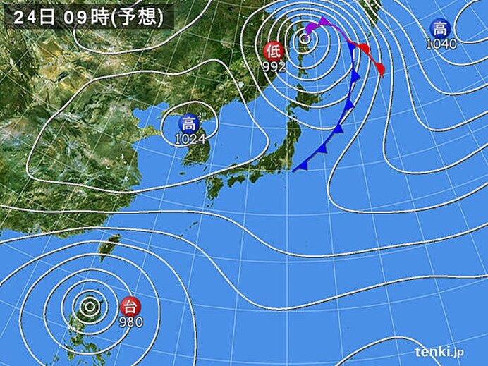 24日(木)　北海道は暴風に警戒　沖縄は大雨に注意