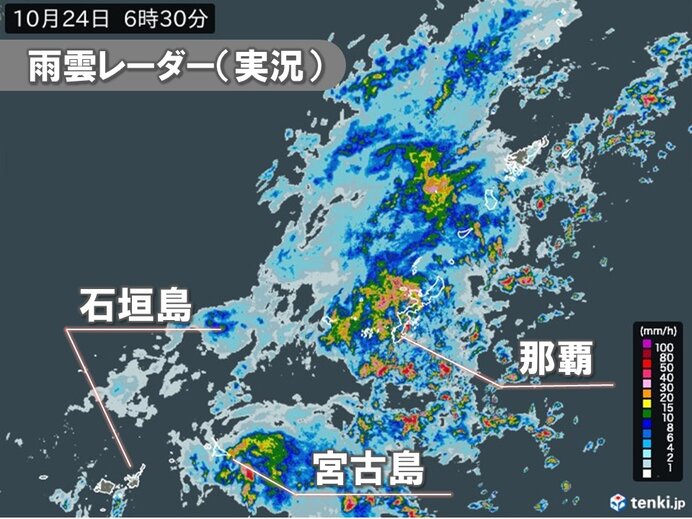 台風20号の暖湿流　沖縄で警報級の大雨　25日まで土砂災害や低い土地の浸水に警戒