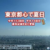 都心で夏日　今年153回目　過去最多記録をまた更新　今日24日が今年最後の夏日か