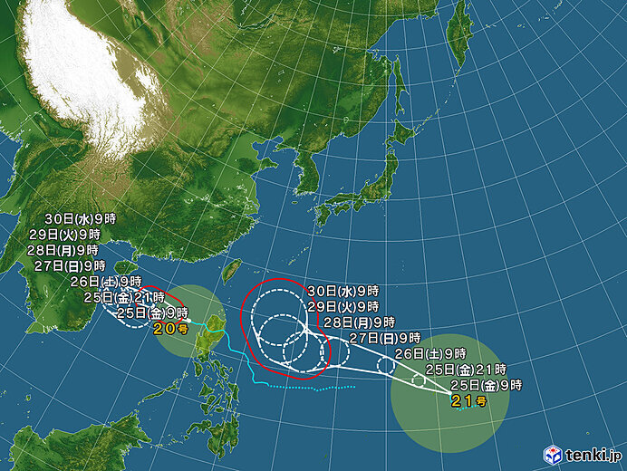 台風21号　暴風域を伴い沖縄方面へ