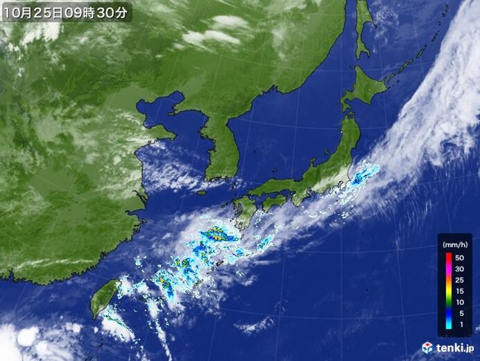 九州付近に秋雨前線