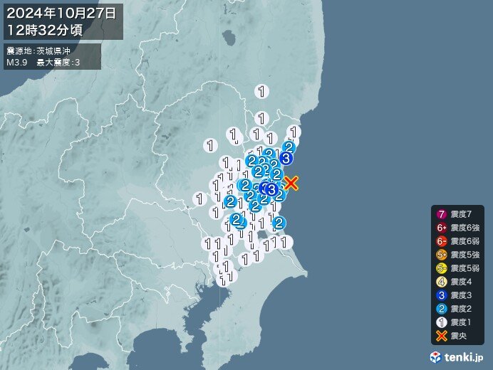 茨城県で震度3の地震　津波の心配なし