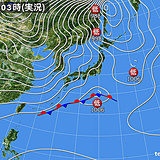 27日　広く北風　北海道は猛吹雪