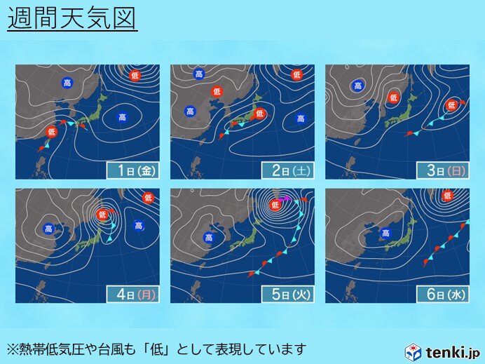 11月1日(金)～6日(水)　三連休は荒天　連休明けにかけて寒暖差に注意