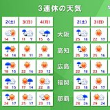 3連休の天気　今日2日は激しい雨　3日と4日は多くの所で晴れ　東海以西は夏日も