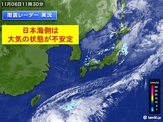 山陰で土砂降りの雨　明日7日まで日本海側で落雷・突風・ひょうに注意　北海道は雪に