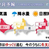 北海道の1か月予報　季節の歩みはゆっくり　冬支度は今のうちに!