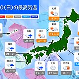 10日(日)　関東～九州は雨　関東は初冬の寒さ　奄美や沖縄は非常に激しい雨の恐れ