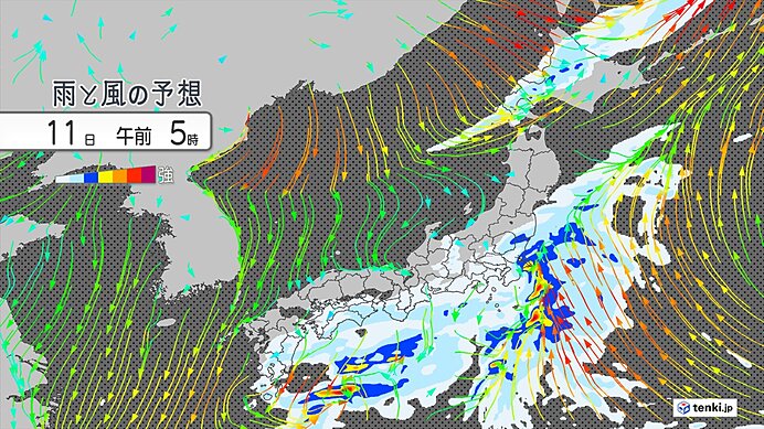 週明けの朝は沿岸で雷雨か