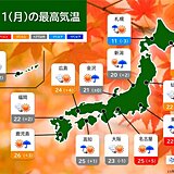 11日　太平洋側も天気回復へ　快適な陽気　沖縄は少しの雨でも土砂災害に警戒を