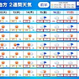 近畿　週末にかけて25度近くまで上がる所も　来週は朝晩中心に冷える　2週間天気