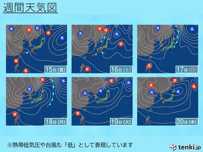 14日(木)～20日(水)　高温一転、寒気流入で12月並みの寒さに