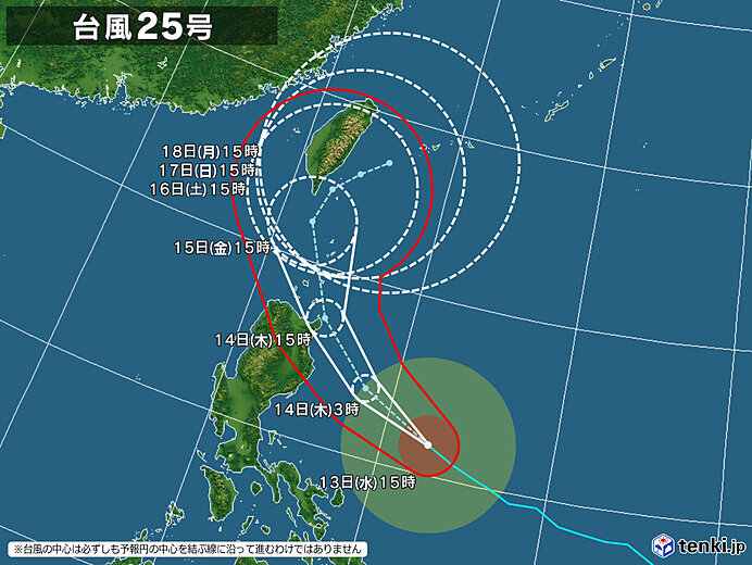 台風25号　強い勢力で北上　16日以降は沖縄は警報級の大雨に