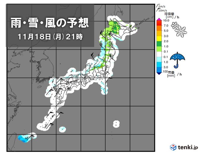 18日(月)頃から冬将軍襲来