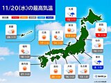 今日20日　広く晴れて気温上昇も　関東や東海は曇りや雨でさらに寒くなる
