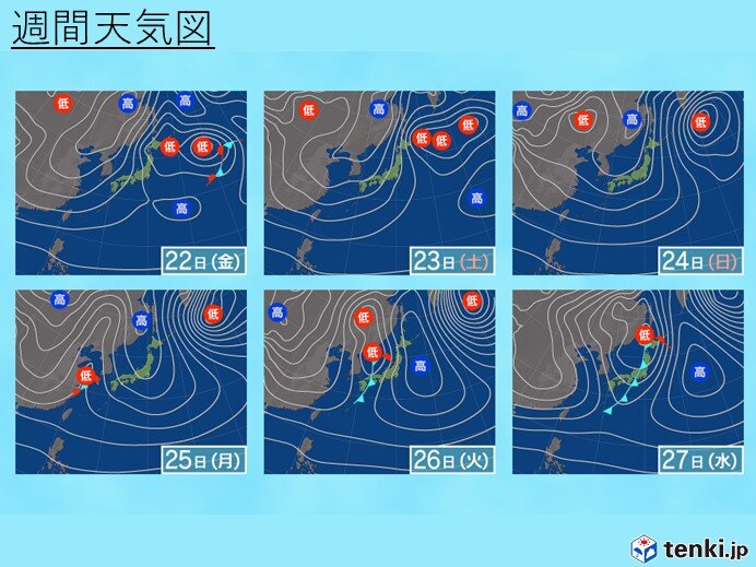 21日(木)～27日(水)　今週末は再び寒くなる