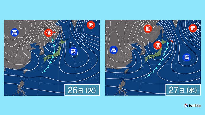 火～水曜は一時的に崩れる