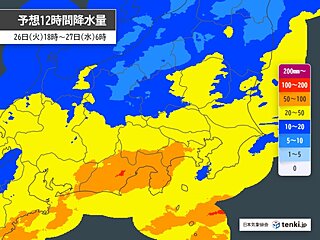 関東　26日夜～27日　局地的に激しい雨　警報級大雨の可能性　気温の急変にも注意