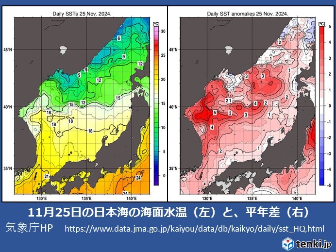 日本海の海面水温高く、大気の状態不安定に　落雷・竜巻などの激しい突風・あられに注意　新潟を中心に土砂災害に警戒