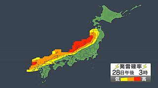 28日　日本海側を中心に雷雨　北陸は警報級の大雨のおそれ　落雷・突風などに注意