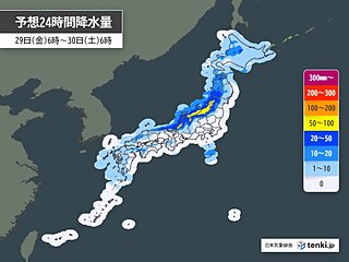 今日29日　日本海側を中心に雷雨　北陸は土砂災害に厳重警戒　関東は空気が乾燥