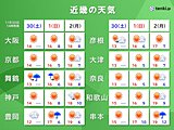 近畿　12月は紅葉狩り日和でスタート　明日1日は中部と南部を中心に晴れ