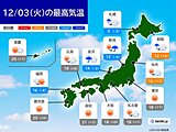 3日　日本海側は雨や雪　落雷・突風に注意　太平洋側は冬晴れで季節外れの暖かさ