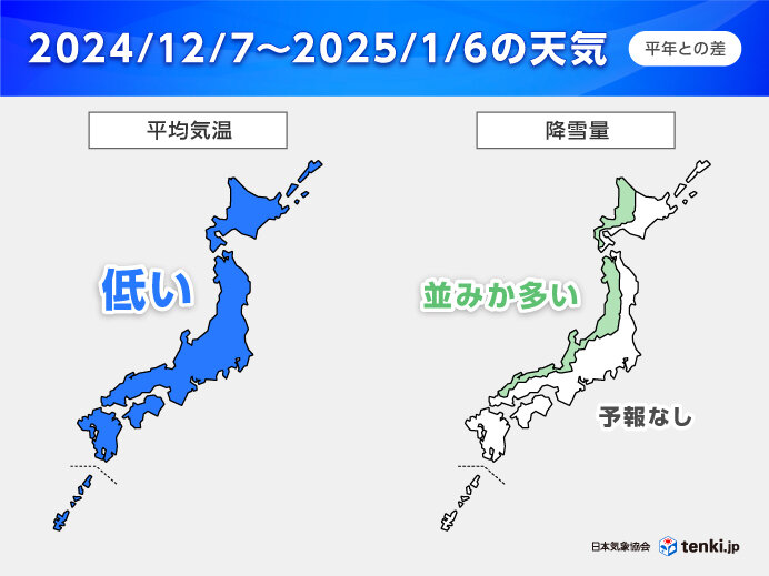 寒さ本格化　年末年始にかけて低温傾向　日本海側で雪多く、週末は交通影響も　1か月