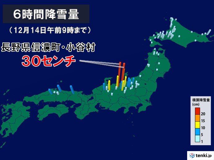 長野県では一晩で30センチの雪　甲府・佐賀・水戸では初雪を観測　今後の雪は?