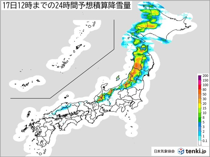 日本海側　さらに積雪急増