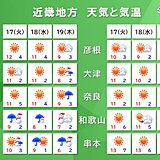 近畿は数日おきに厳しい寒さ　明日18日から明後日19日は雪の範囲広がる