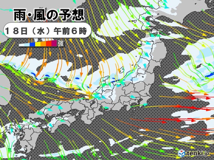 明日18日にかけて北陸は大雨警戒　日本海で帯状に発生する雨雲が次々と流入