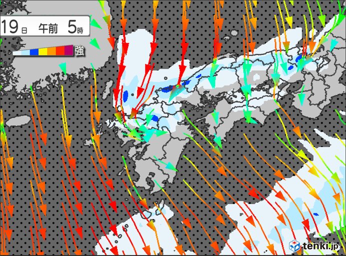 19日未明から朝、九州北部の山沿いは大雪のおそれ　対馬海峡沿岸は暴風雪に警戒