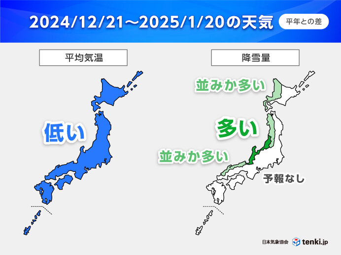 年末年始は全国的に寒すぎる　大雪で帰省・正月の交通機関に影響のおそれ　1か月予報