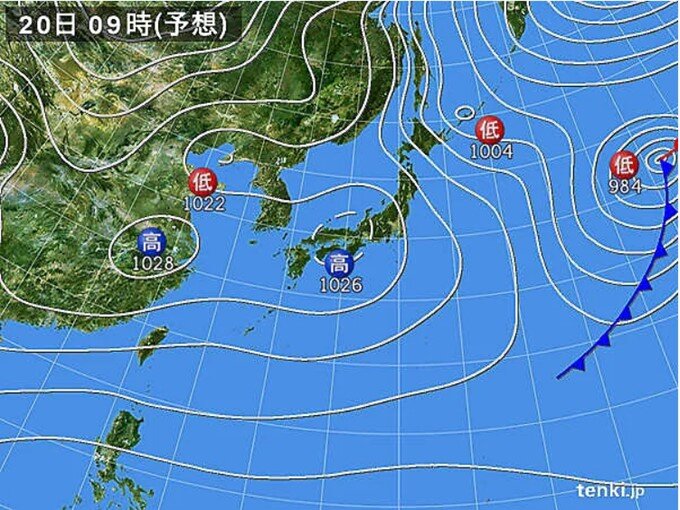 朝から広く晴天だが　冷え込みが強まる