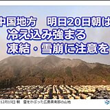 中国地方の山間部は積雪増　20日晴れるも凍結や雪崩に注意　次の寒気は週末22日