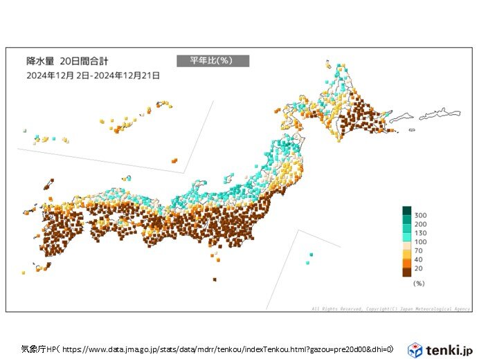 太平洋側の降水量少なく　東京都心は平年のわずか1%　空気カラカラ