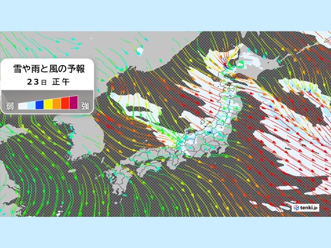 明日23日も日本海側は大荒れの天気