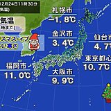 今日24日　クリスマスイブらしい寒さ　今夜は厳しい冷え込みに