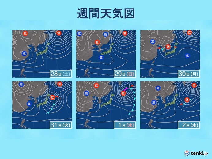 30日(月)～1月2日(木) の天気　年明けは再び強い寒気が流れ込む