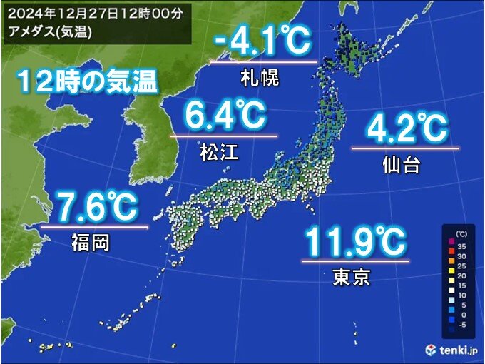 27æ—¥æ˜¼ã¯ç¦å²¡ãƒ»ä»™å°ãƒ»æœ­å¹Œãªã©æ°—æ¸©ãŒå¤§å¹…ä½Žä¸‹ã€€å¹´æœ«å¹´å§‹ã®å¯’ã•ã¯ã©ã†ãªã‚‹?