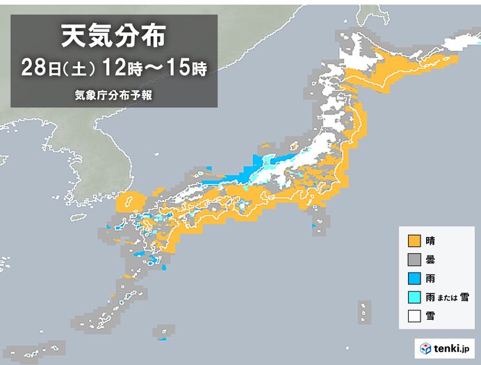 今日28日　日本海側は大雪　四国など西日本太平洋側の平地も積雪や路面凍結注意