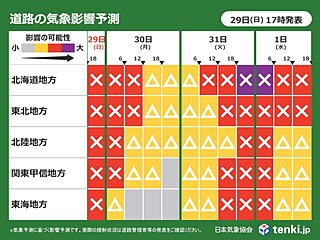 31日～1日　再び大雪エリア拡大・警報級の暴風雪も　年始のUターンも交通に影響か