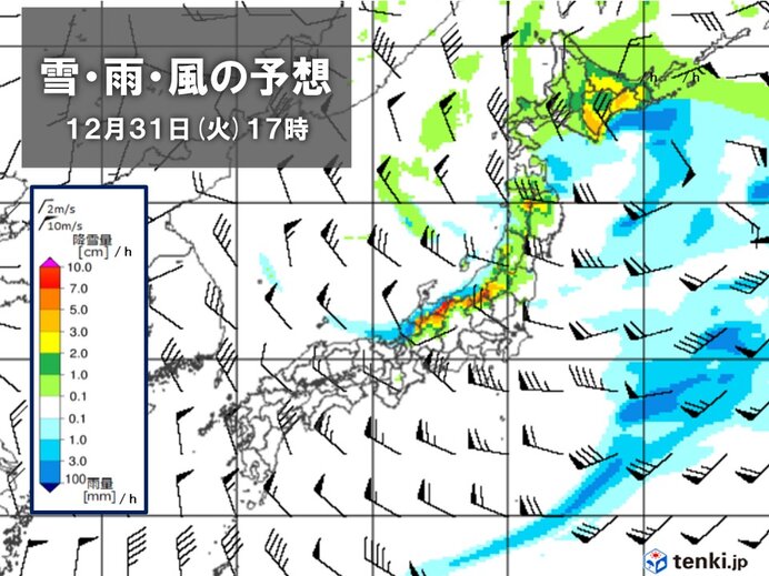 大晦日～元日　北日本を中心に荒天