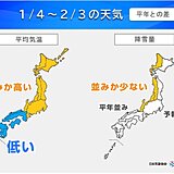 1月末にかけて西日本ほど寒さ厳しく　東～北日本は高温傾向に　最新の1か月予報