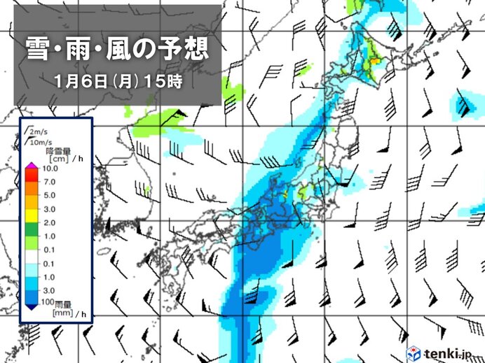 6æ—¥(æœˆ)ã®ä»•äº‹å§‹ã‚ã¯å¤ªå¹³æ´‹å´ã‚‚åºƒãé›¨