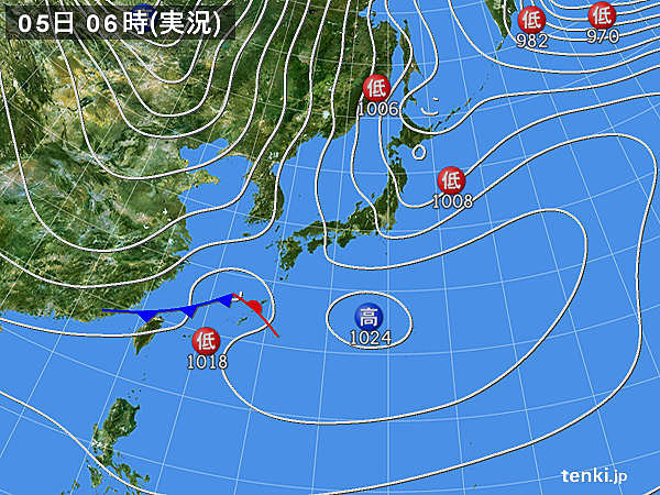 土曜日　雨や雪の降る所は?