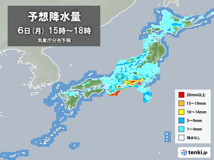 今日6日(月)　仕事始めは広く雨や雷雨　関東など太平洋側では局地的に激しく降る