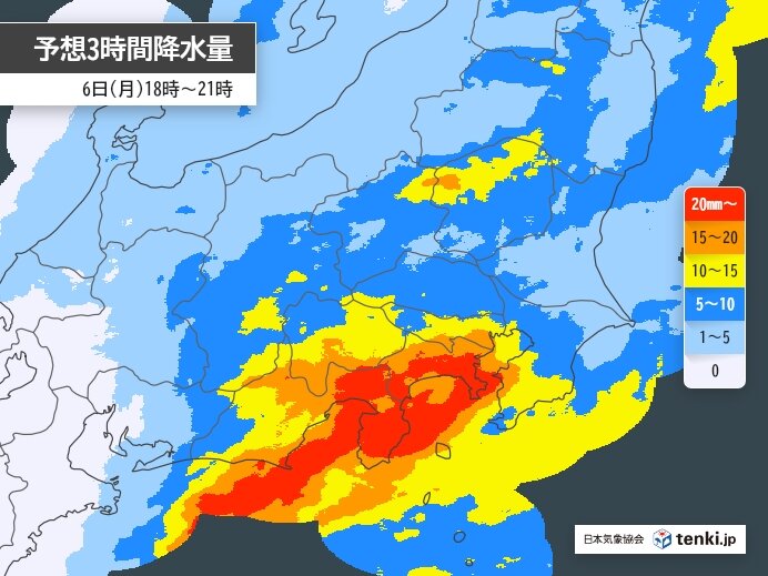 帰宅時間帯は　静岡県・関東南部を中心に　雨が強まるおそれ