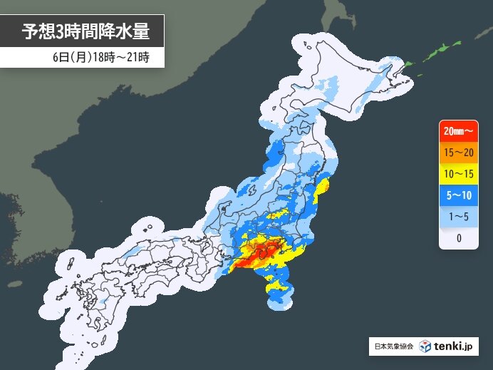 6日は活発な雨雲が東進中　鹿児島内で激しい雨を観測　夕方から関東で警報級大雨か